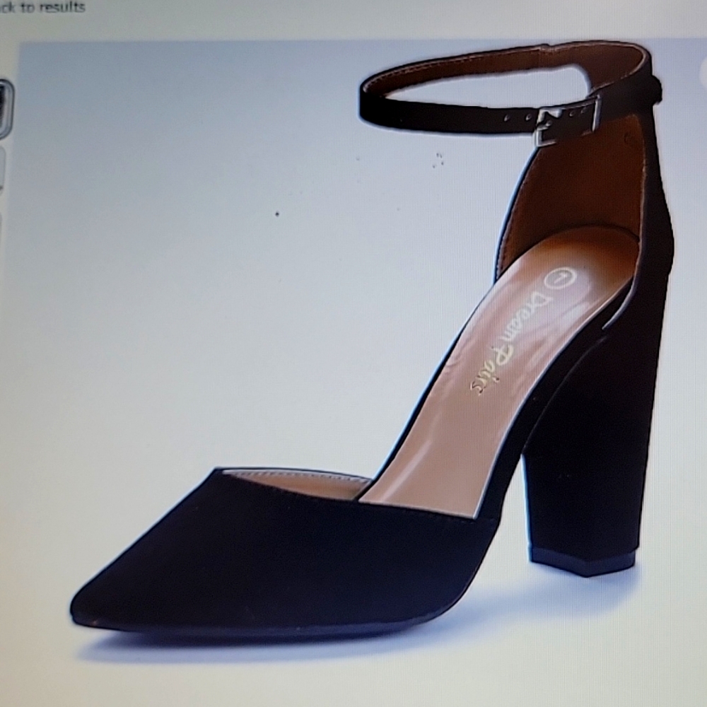 Dream Pairs Coco Black suede Pointed Toe high block heel ankle strap 8.5…New